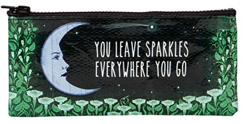 Blue Q Pencil Case, You Leave Sparkles Everywhere You Go. (moon garden design) Hefty Zipper, Sturdy and Easy-to-Wipe-Clean, Made from 95% Recycled Material. 4.25