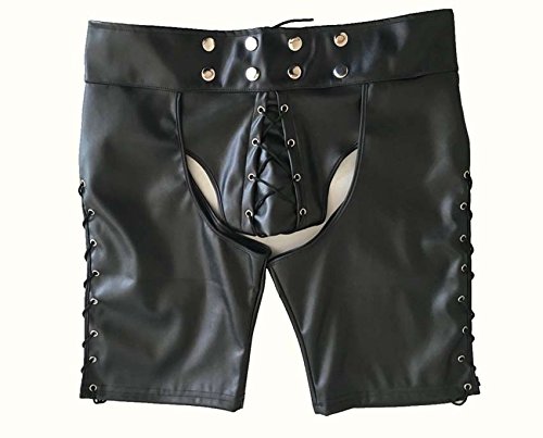 OnundOn Glänzend Herren Boxershorts Wetlook Hose Männer Unterwäsche Ledershorts Männer Badehose offener Hüfte (XXL)
