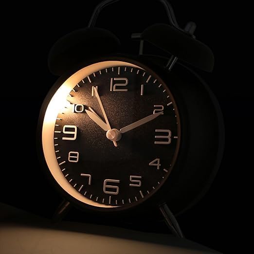 Image of MATSON Super Loud Alarm Clock for Heavy Sleepers Adults,Twin Bell Retro 4 Inch Silent Non-Ticking Quartz with Backlight, Metal dial, Alarm Clocks for Bedrooms Bedside (Black)