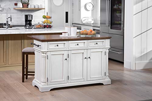 OSP Home Furnishings Cocina Kitchen Island, White/Brown