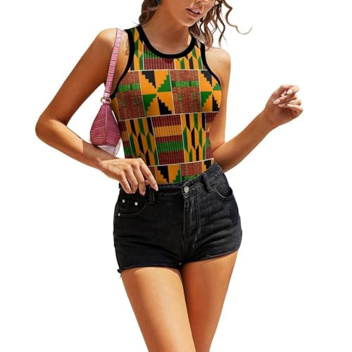 SEOCKA African Print Women Tank Top Sleeveless Vest Sports Vest Slim Shirts Casual Fashion Vacation Tops XX-Large (xx_l)