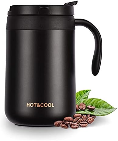 mecaponn 保温マグカップ 蓋付き 500ml 二重構造 真空断熱マグ 黒 白 ステンレス マグカップ ブラック ホワイト (ブラック)