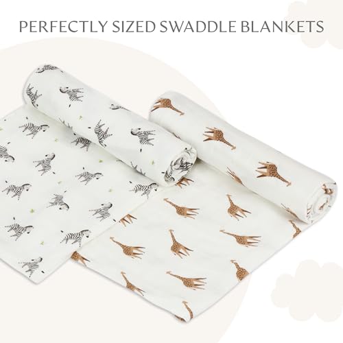 Image of Muslin Baby Swaddle - Breathable Receiving Blankets for Newborn Baby, 70% Viscose derived from Bamboo, 30% Spandex, Imported