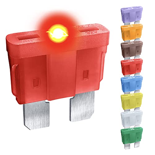CARAX Glow Fuse â€“ Premium Fuse Standard Regular Blade ATC/ATO/ATS â€“ Assortment â€“ Glow When Blown LED Automotive Fuse â€“ Smart Auto Glow Fuse Easy Identification (10A - 1pcs - Standard Blade Glow Fuse)