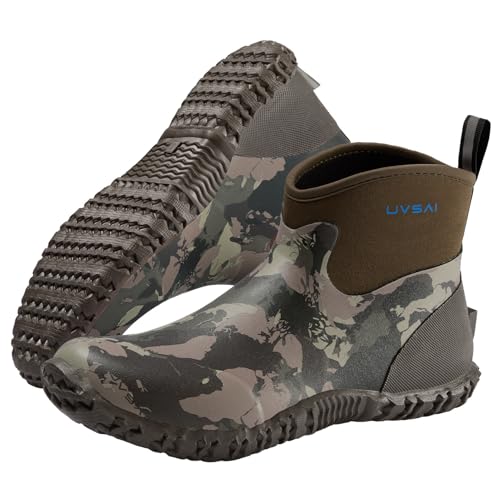 Image of Men's Waterproof 5.3-inch Ankle High Garden Shoes Rain Boots Slip-On Footwear for Gardening Farming Lawn Care Yard Work