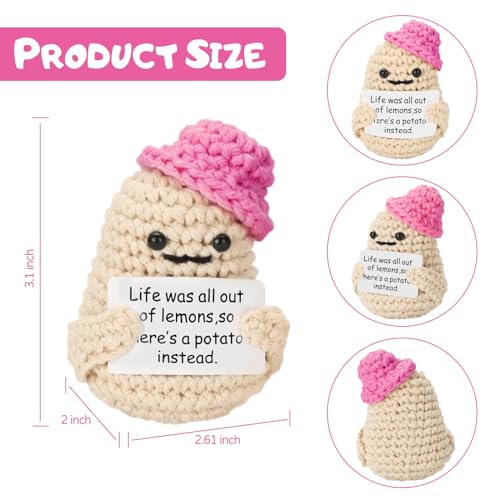 image for Urbun 2PCS Mini Funny Positive Life Potato,Cute Knitted Wool Potato wi