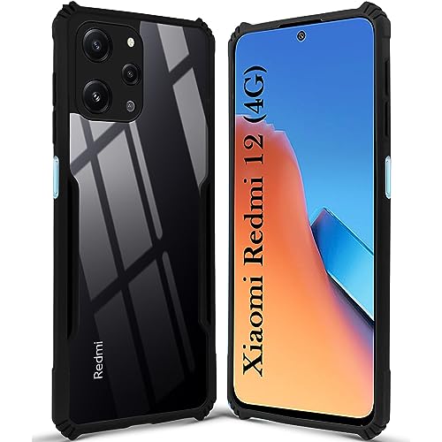 Image of Jkobi Back Cover Case for Xiaomi Redmi 12 (Shockproof with Polycarbonate Clear Panel | Professional Black)