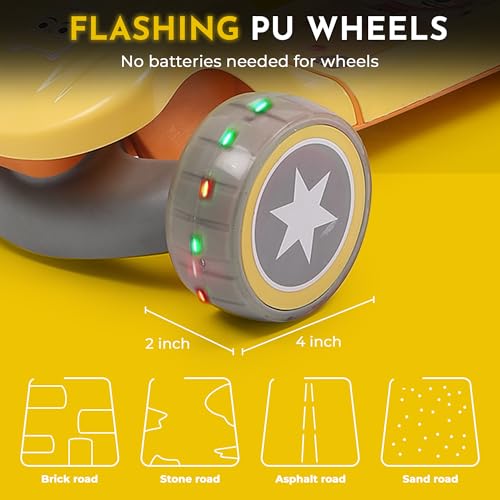 Image of Foldable 3 Wheel Kids Scooter with Seat | 4-Level Adjustable Handlebar | PU LED Wheels | Light & Music | 2 in 1 Skate Cycle Scooter for Boys & Girls 3-10 Years (KS-113 Yellow /Grey)