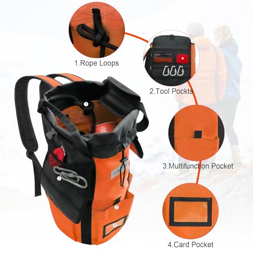 image for AOLEBA Arborist Rope Storage Bag Tree Climbing Rock Rope Bucket Backpa