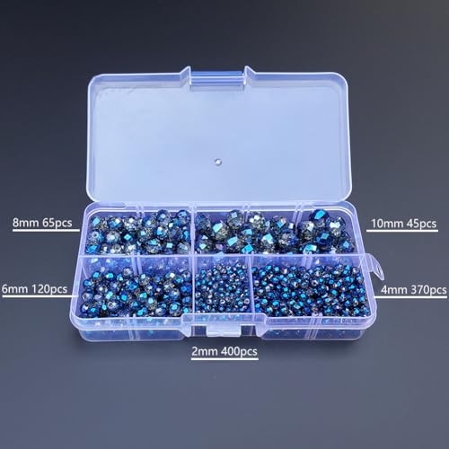 Image of Clear Blue Rondelle Glass Beads for Jewelry Making, Faceted Briolette Crytal Spacer Beads for Bracelet Necklace Earring (2mm 4mm 6mm 8mm 10mm Mixed Sizes, 1000pcs)
