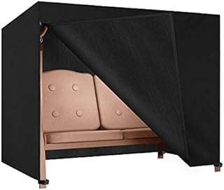 Dokon 3 Seater Garden Swing Cover, Waterproof, Windproof, Anti-UV, Heavy Duty Rip Proof 600D Oxford Fabric Large Outdoor Garden Hammock Cover with Zips (210x150x150cm) - Black