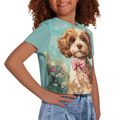 Image of Kids Crop Top Short Sleeve T-Shirts for Girls Size 5-14