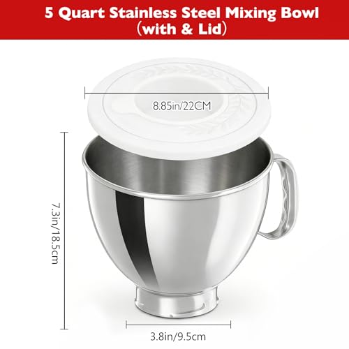 Tazón de Acero Inoxidable 5QT con Tapa Compatible con KitchenAid miniatura 4