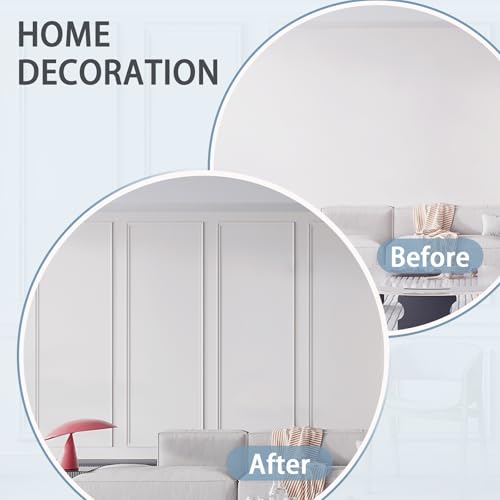Taaizau Peel and Stick Upgrade Chair Rail Molding Trim, Flexible Self-Adhesive Paintable White TPE Decorative Strips for Bedroom, Living Room, Kitchen (1.3 in x 16.4 ft)