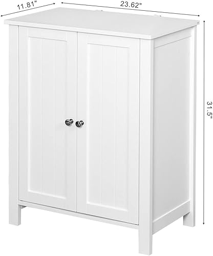 Miniatura 3 de Armario de almacenamiento de piso de baño con estante ajustable de doble puerta, gabinete, 2 puertas, organizador de madera independiente para baño,