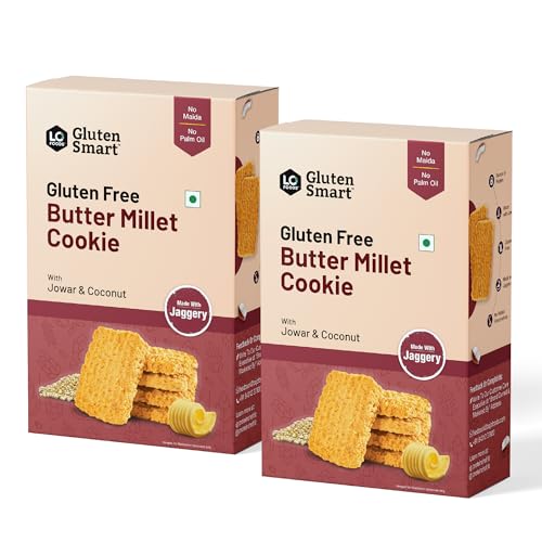 Image of Lo Foods Millet Jaggery Cookies 200g x 2 | Gluten Free Butter Cookie | No Maida No Palm Oil Biscuits | No Added Sugar Biscuits | Butter Biscuit