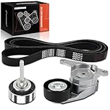 A-Premium Engine Serpentine Belt Drive Kit Compatible with Chevy, GMC, Cadillac & Saab Cars - Equinox 2010-2017, Impala 2012-2013, Terrain, SRX, 9-4X, Captiva Sport, Impala Limited - 2.8L 3.0L 3.6L