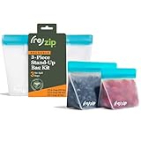 rezip 3-Piece Stand-Up Leakproof Reusable Storage Bag Kit 8/16/32-ounce (Aqua)