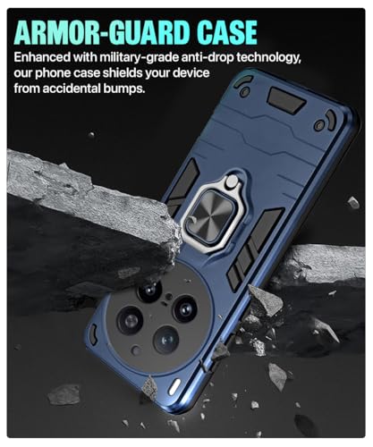 Image of WOW IMAGINE Shock Proof Back Case Mobile Cover for Vivo X300 Pro 5G | Back Cover Case (Tough Armor | Hybrid PC + TPU | Ring Holder & in-Built Kickstand | Blue)