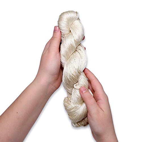 Revolution Fibers Mulberry Silk Lace Yarn, 100% Pure Off-White (Undyed) Lace Weight Skein Silk 20/2, Can Be Dyed, 100 Grams - 1000 Yards Per Hank, Weaving, Crafting, Crochet, Knitting (1-Pack) #TOP3
