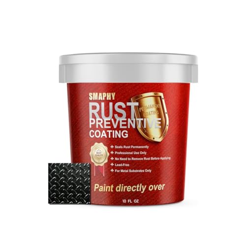 SMAPHY Rust Preventive Coating(10 Fluid Ounces), Rust Paint for Maximum Rust Protection, UV Resistance and Heat Resistance, Stop Rust & Corrosion Permanently(Semi-gloss Black)