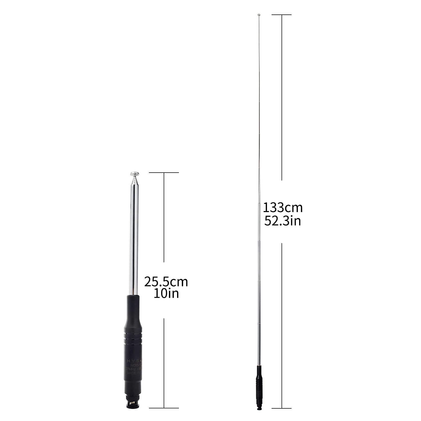 Antenna Telescopica Portatile Per Radio CB 27MHz - BNC Maschio 20W - Lunghezza Regolabile 22,9-130cm