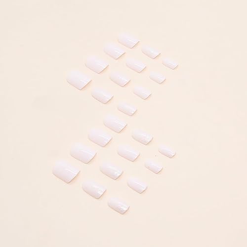 Miniatura 4 de 24 uñas cortas a presión, lindas uñas postizas cuadradas con purpurina, diseños brillantes, cobertura completa, uñas postizas acrílicas artificiales