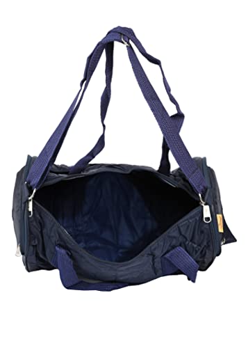 Image of New Folding 16 Inches PU Casual Travelling Bag 1 Main Compartments with Two Side Zippered Pockets for Men /Women (Blue)