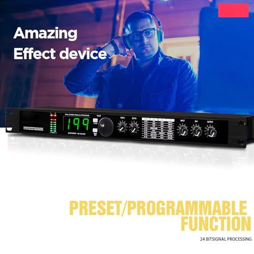 Ecualizador de audio digital, analizador de espectro con panel de control LED, 99 programas preestablecidos y memoria para 100 efectos de sonido, múltiples modos de visualización y reducción automática de ruido, para salas de cine en casa miniatura 2