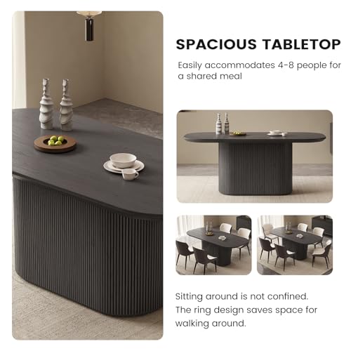 Guyii 70" Oval Dining Table for 6 Modern Dark Gray Dining Table 6 People Kichen Table for Dining Room Kichen Furniture Restaurant Breakfast Nook