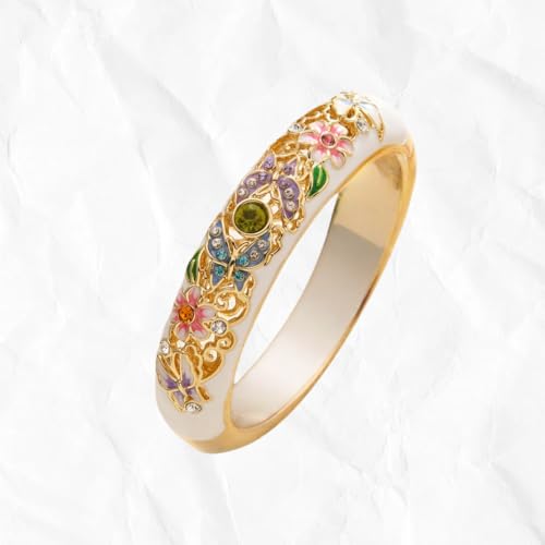 Gold Rings For Women, Cloisonne Flower Butterfly Enamel Copper Cubic Zirconia Non Tarnish Stackable Engagement Statement Trendy Birthday Jewelry Gift3