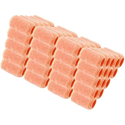 Wideskall Reusable Paint Roller Cover Refill 4" x 3/8" inch Nap Woven Polyester Washable PVC Plastic Core (Pack of 60) Cover
