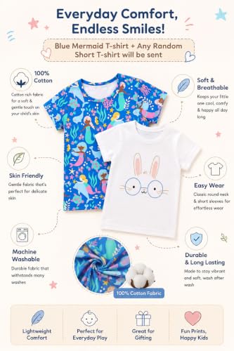 Image of TuddyBuddy 100% Cotton Full Sleeves Half Sleeves Baby Girl's Top Cum T-Shirt for Summer