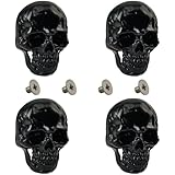 CABODYALS 1 caja de 4 remaches Negros de Calavera Gótica con Tornillo, Alfileres de Aleación de Halloween, Botones de Esqueleto Vintage, Remaches Decorativos de Estilo Rockero para Bolsos de Cuero, De