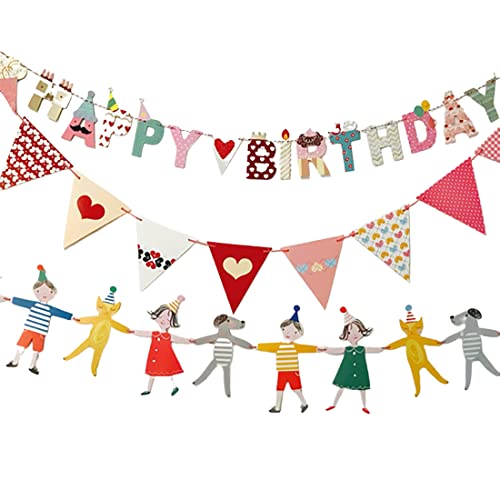 WJIAEER 3tlg Happy Birthday Dreieck Herz Banner Geburtstagsparty Supplies Partydekorationen Cover