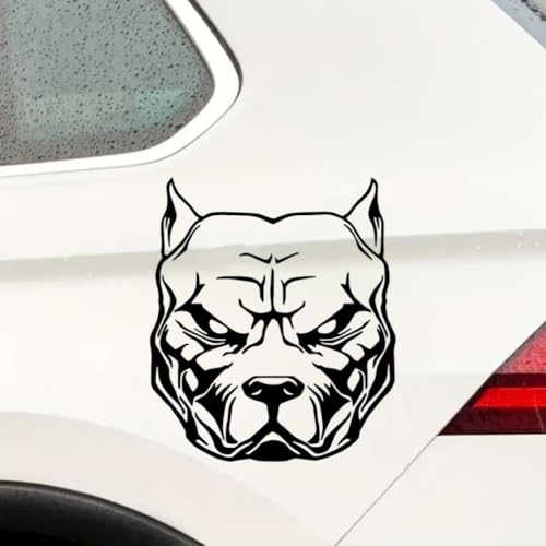 2 Stück 13 x 15 cm Autoaufkleber mit Pitbull-Hundekopf für Karosserie, Fenster, Stoßstange, wasserfeste Vinyl-Aufkleber, Autozubehör | #AZ80 (Schwarz)