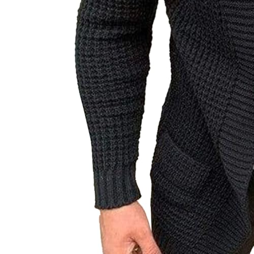 Men's Cardigan Ribbed Fshion Sweater Solid Long Sleeve Open Front Sweater Loose Fit Knit Sweaters with Pockets4