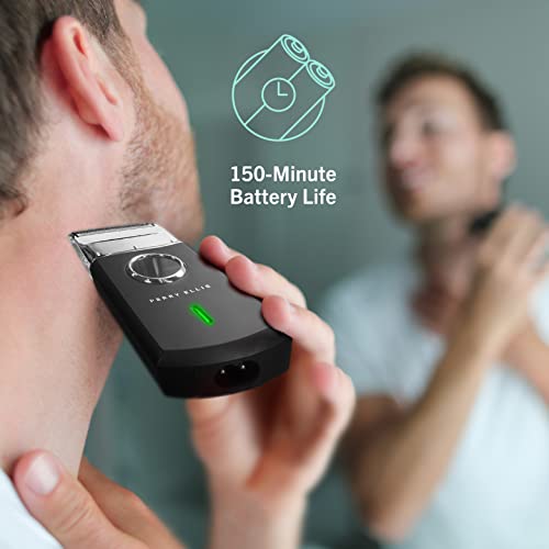 Perry Ellis Mens Travel Electric Shaver | Nickel Foil Shaver, Beard Trimmer For Men | Usb Rechargeable Face Shaver, Facial Hair Trimmer For Men | 150-Min Batt | Ipx4 Water-Resistant, Protective Cap #TOP1