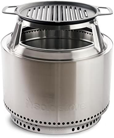 Solo Stove Yukon Cast Iron Grill Cooking Bundle 2.0 | Portable Smokeless Fire Pit, Stand, Grill & Hub, Wood Burning, Removable Ash Pan, Stainless Steel/Cast Iron, 66,5 x 44,5 cm, 28 kg