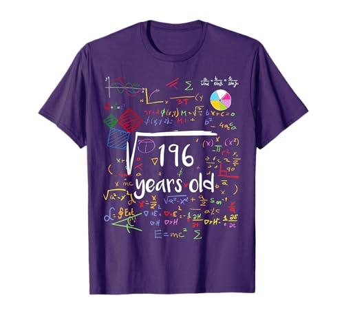 Square Root Of 196 14th Birthday 14 Years Old Math B-day T-Shirt