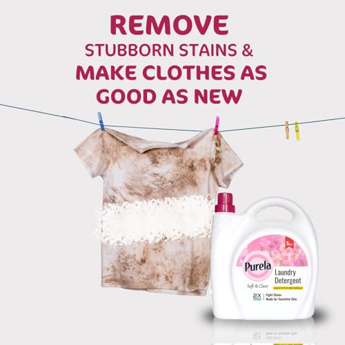 Image of Purela Liquid Detergent 5L | Rose Scent | Hard Water | All Machines | 100+ washes at 50ml. Rose Scent freshness 8 hours. Consistent thickness every use. Colour-safe. & laundry service bulk.