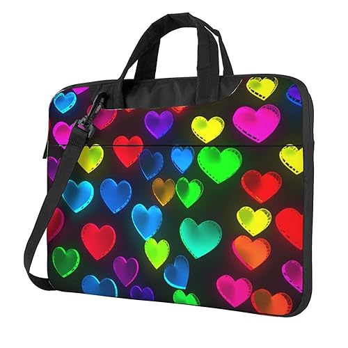 Sac d'ordinateur portable 13 14 15.6 pouces Rainbow Hearts pour le bureau et les cours