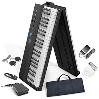 Longeye Folding Piano Keyboard 88 Key Portable Digital Piano Ultra Sound Semi-Weighted Electric Keyboard for Beginners & Professionals with Headphones, Stickers & Carrying Case Fold Pro 2+
