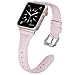 Karei Apple Watch Band 38mm, Retro Top Grain Genuine Leather Replacement Strap with Stainless Steel Clasp for iWatch Series 3,Series 2,Series 1,Sport, Edition (Pink Band+Silver Buckle)