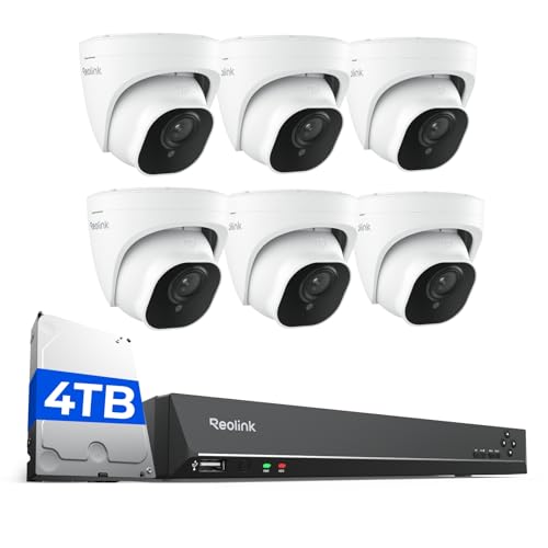 Reolink 5MP PoE Überwachungskamera Aussen mit Personen-/Autoerkennung, Smarte IP Kamera Outdoor mit Zeitraffer, IR Nachtsicht, Audio, Wasserfest, 6xRLC-520A mit PoE NVR RLN16-410