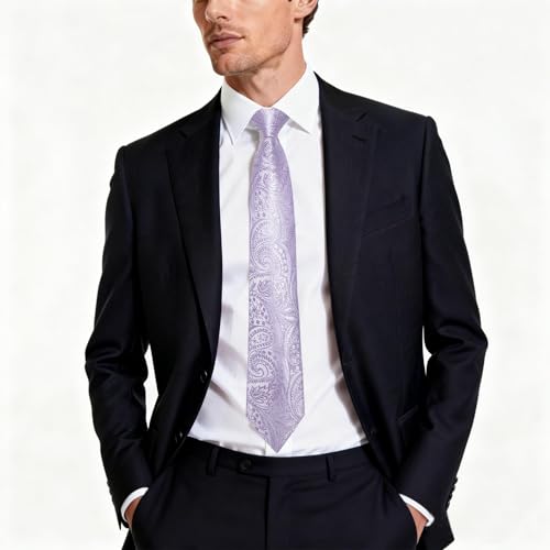 Image of DiBanGu Mens Paisley Tie Sets Silk Jacquard Woven Floral Necktie and Pocket Square Cufflinks Wedding Business Party