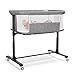 TODEFULL Baby Bassinet Bedside Sleeper, 2 in 1 Folding Portable Newborn Bedside Sleeper, All-Sided Mesh Infant Travel Crib for Toddlers, 6 Adjustable Height, with 4 Wheels, Grey