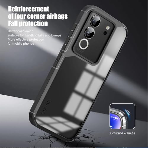 Image of KARWANBack Cover |Shockproof Bumper Case | Full Camera Protection | Raised Edges | Super Soft Side TPU | Bumper Case for Vivo V29 - Black
