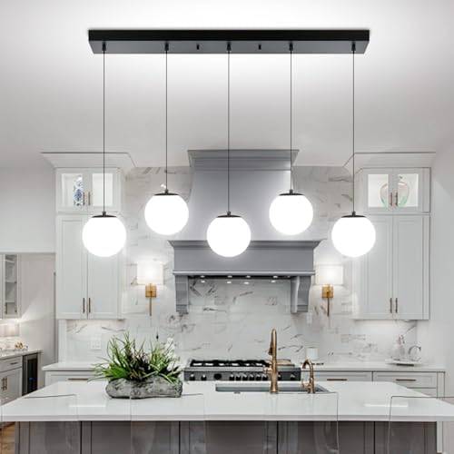 Shial Lighting 5-Lights Globe Pendant Light for Kitchen Island H ...