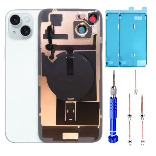 15 Plus Back Glass Replacement Kit with Plate & Flex Cable and All Parts, Blue, 6.7 Inch for iPhone 15Plus Back Cover Glass, with Repair Tools (Blue)